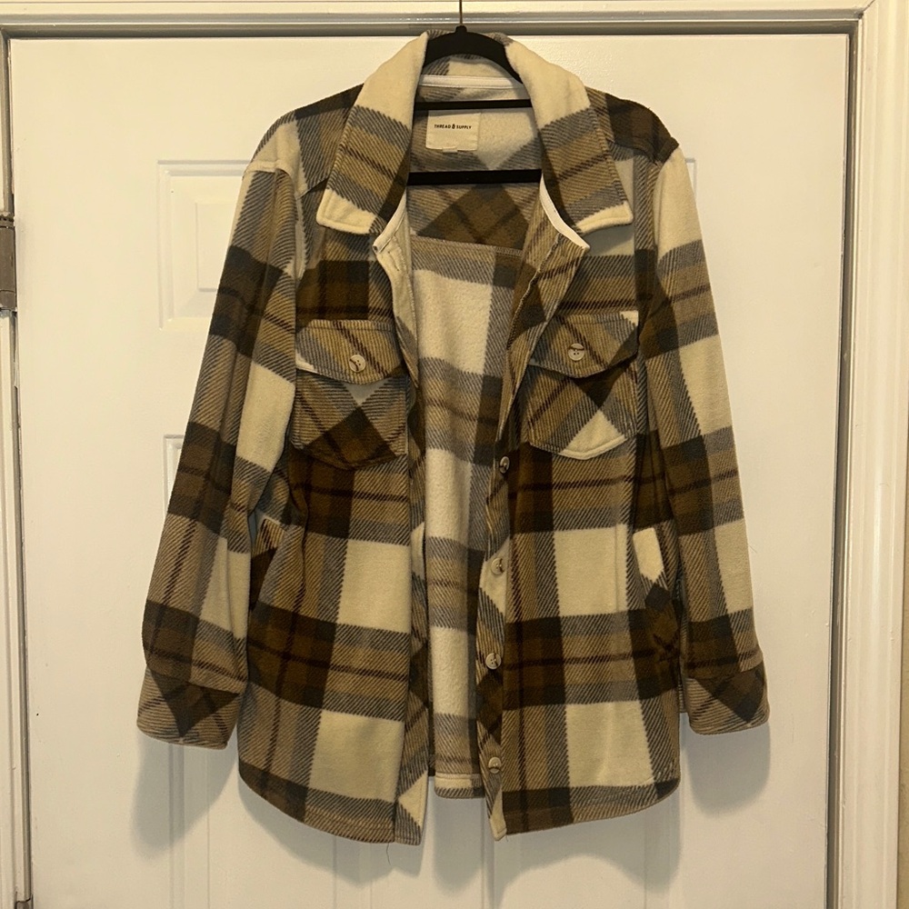 Thread & Supply Plaid Jacket in Brown and Cream